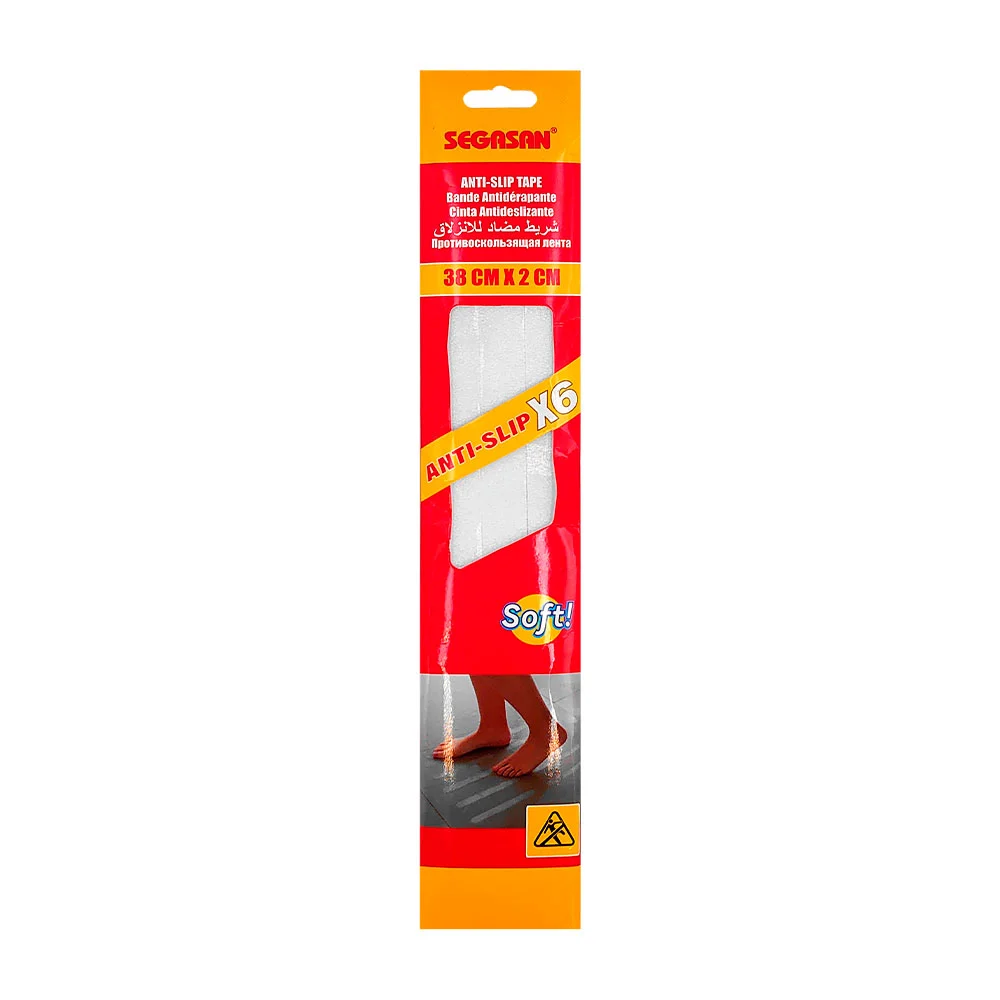 Paquete con 6 tiras de cinta antiderrapante segasan de 38x2cm / tl447…