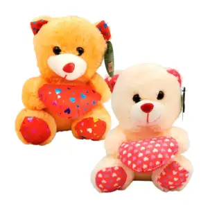 Oso de peluche afelpado con corazón de mini corazones, 20cm / tp11224