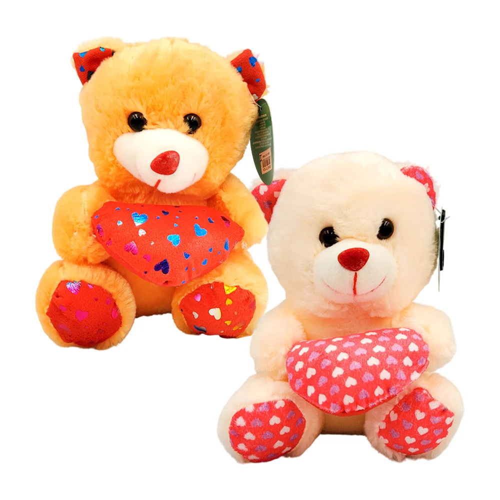 Oso de peluche afelpado con corazón de mini corazones, 20cm / tp11224