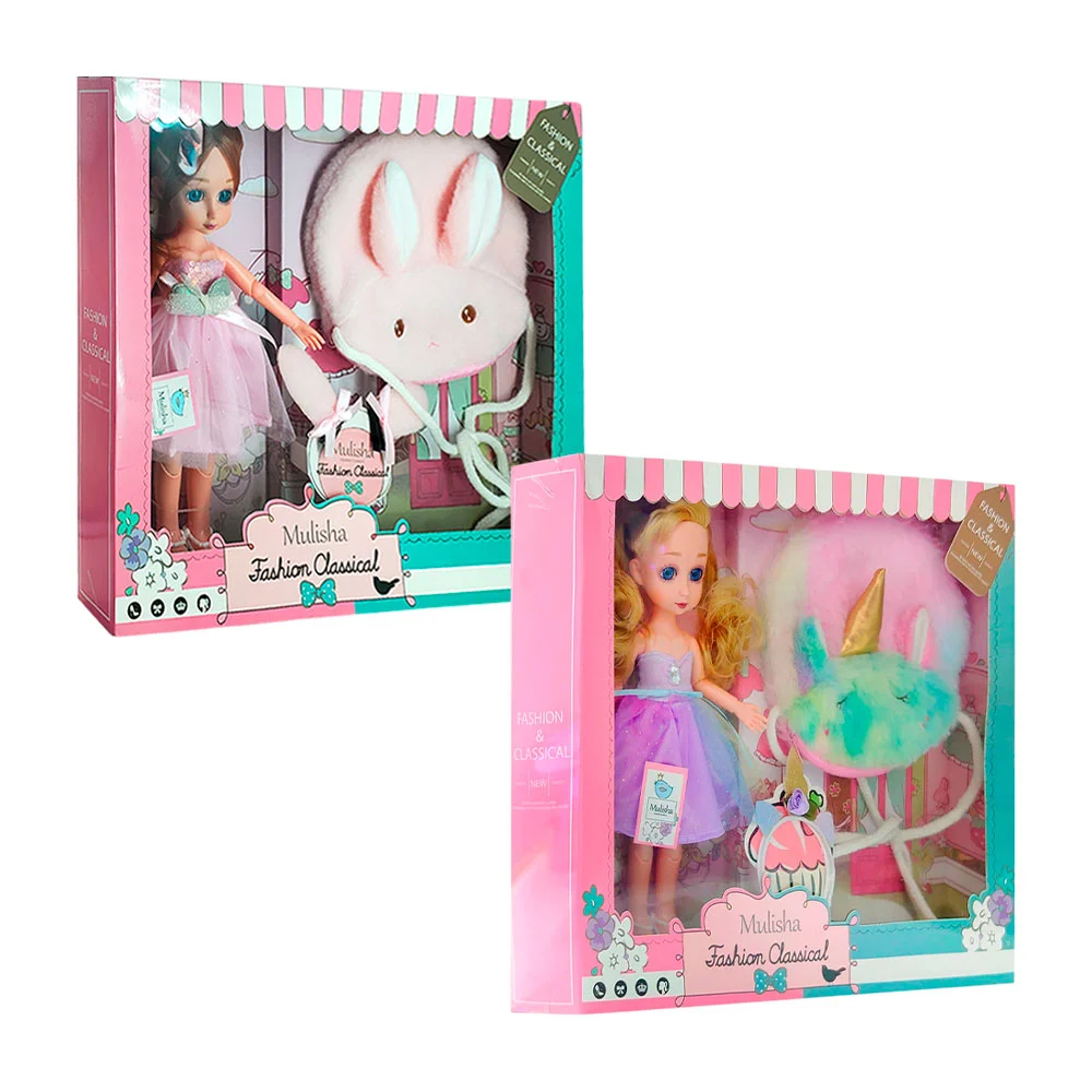 Muñeca articulada mulisha con accesorios + bolsa infantil afelpada y …