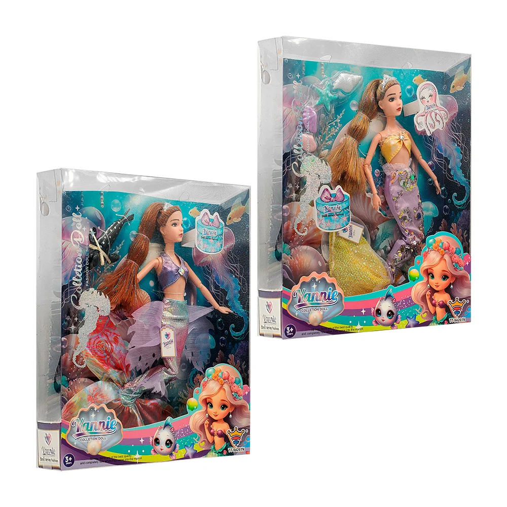 Muñeca sirena articulada yannie + accesorios, variedad de modelos / t…