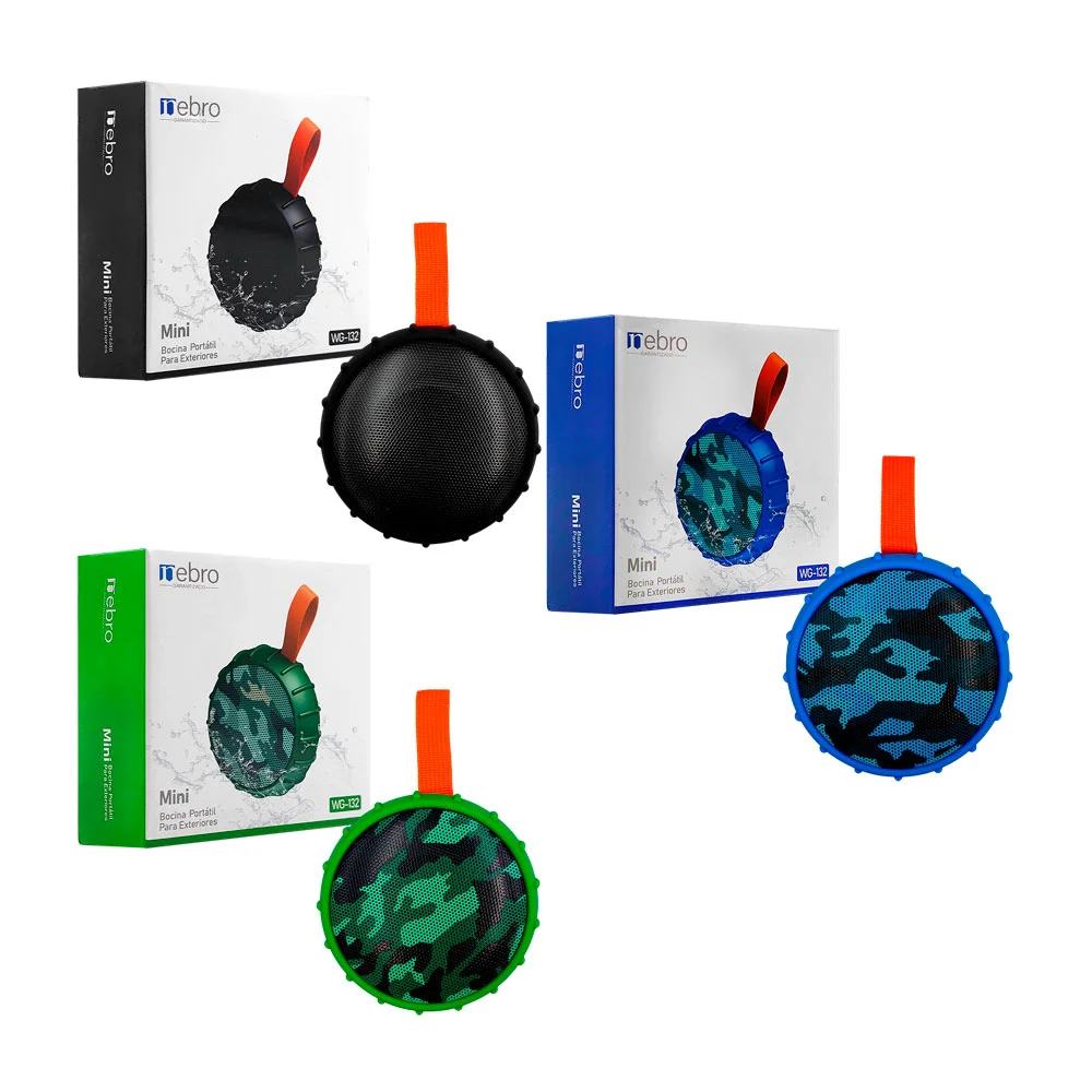 Bocina mini nebro redonda, inalámbrica con protección para exteriores…