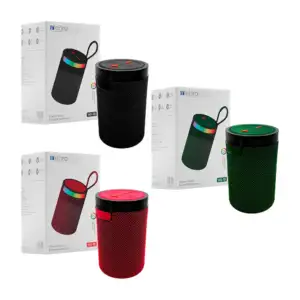 Bocina nebro inalámbrica, pequeña cilíndrica, sonido 360 + luz rgb / …