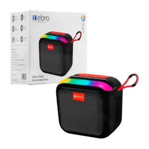 Bocina nebro pequeña, cuadrada, doble altavoz inalámbrica con luz rgb
