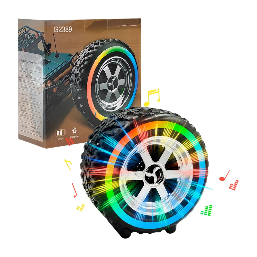 Bocina inalámbrica en forma de llanta, portátil con luz rgb, pequeña …