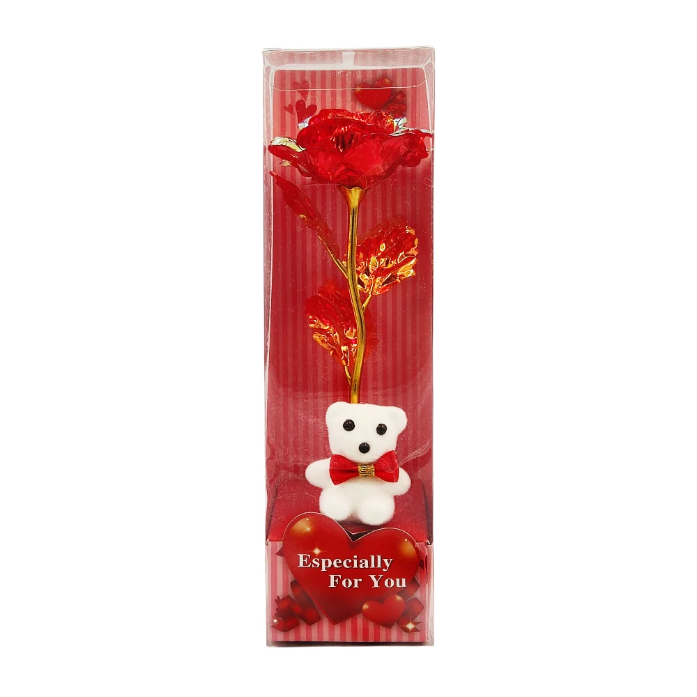Rosa translúcida con efecto tipo tornasol + oso con moño, variedad de…