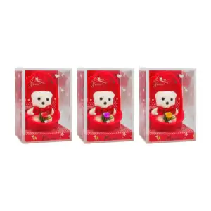 Adorno decorativo con canasta, oso con moño y flor, variedad