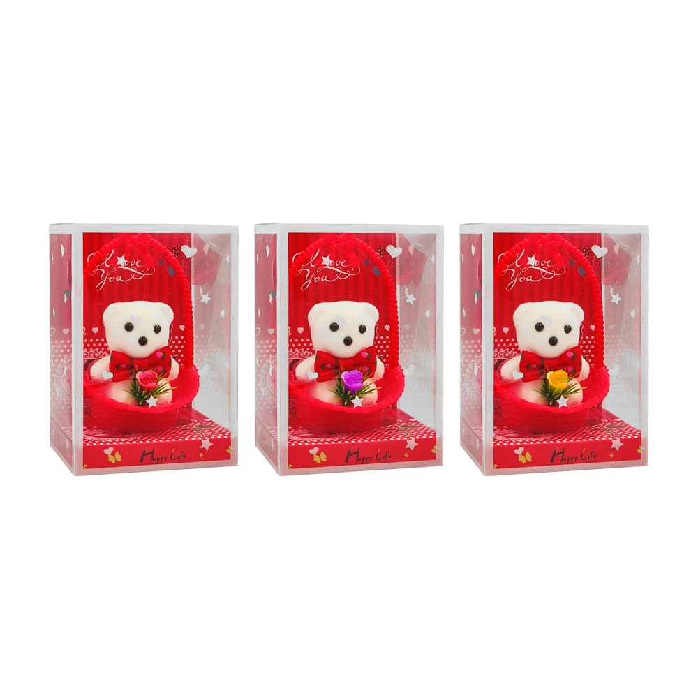 Adorno decorativo con canasta, oso con moño y flor, variedad