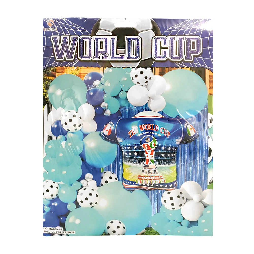 Kit decorativo world cup, 55pz en tonos azules, globo balón + globo c…
