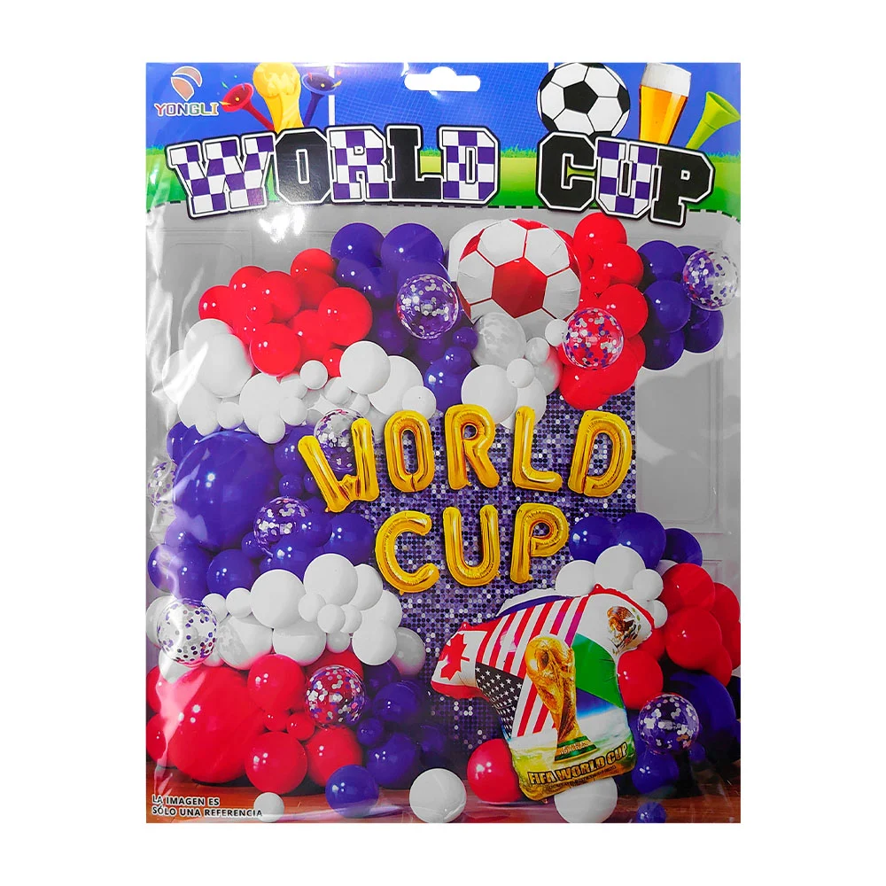 Set decorativo world cup, 49pz azul, rojo, blanco + globo camisa worl…
