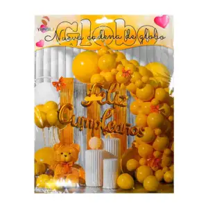 Kit decorativo de fiesta con 60 pcs y globos amarrillos + cortina mul…