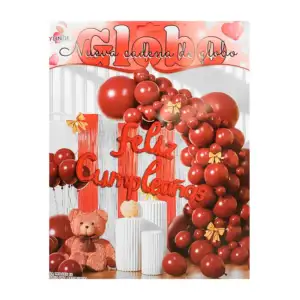 Kit decorativo de fiesta con 60 pcs y globos rojos + cortinas multico…
