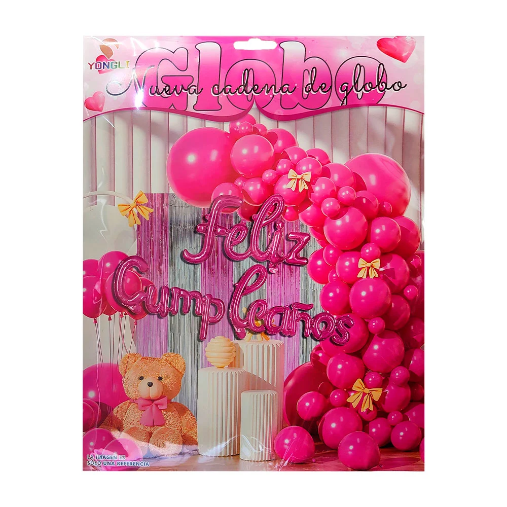 Kit decorativo de fiesta con 60 pcs globos rosas + cortina multicolor…
