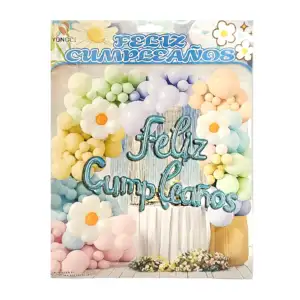 Set decorativo feliz cumpleaños, 57pz en tono pastel multicolor, glob…