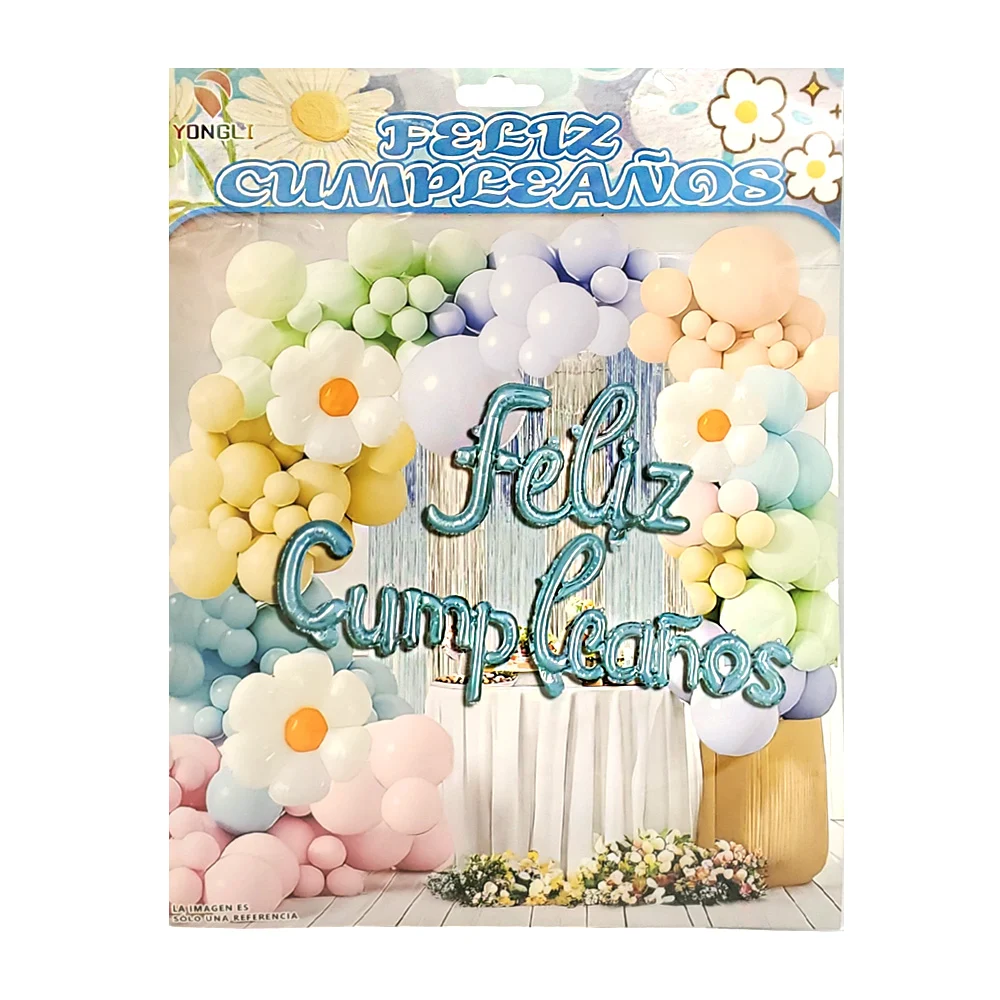 Set decorativo feliz cumpleaños, 57pz en tono pastel multicolor, glob…