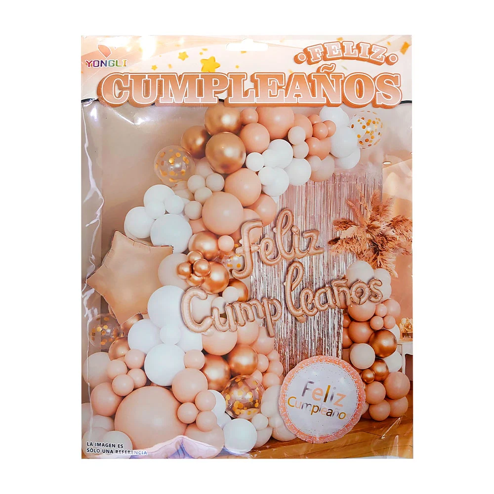 Paquete de 60 globos, café, blanco y metálicos, globo feliz cumpleaño…