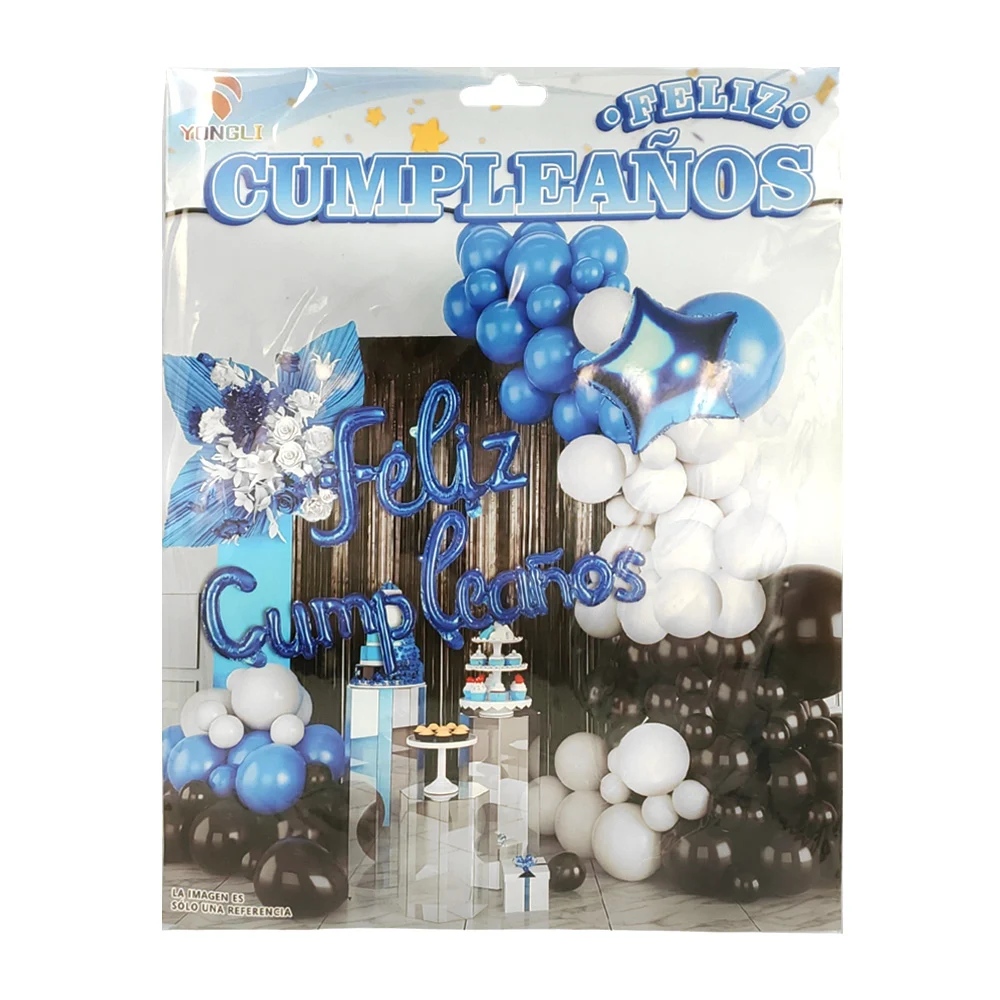 Kit decorativo feliz cumpleaños con 55 pcs, globos azules, negros y b…