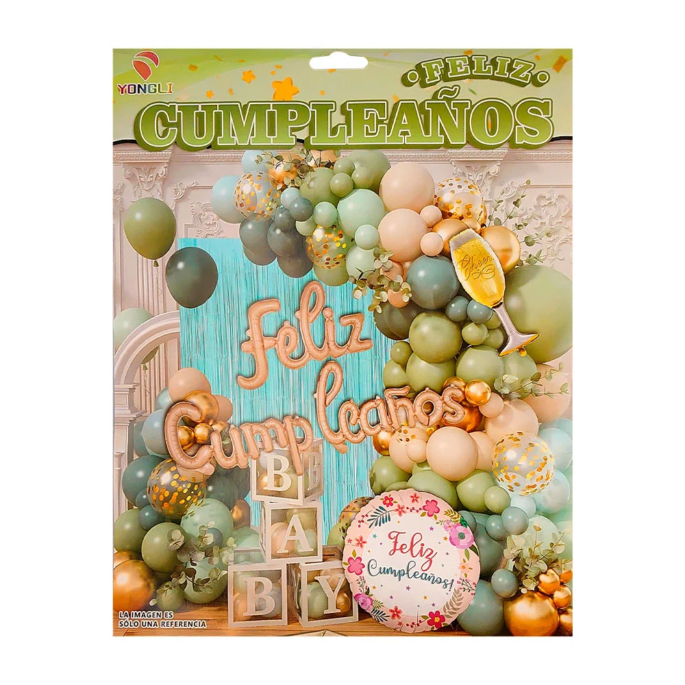 Kit decorativo de fiesta con 58 pcs y globos varios en tonos verdes /…