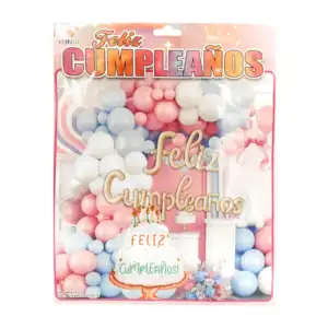 Kit decorativo 56 pz, feliz cumpleaños en tono pastel + globo en form…