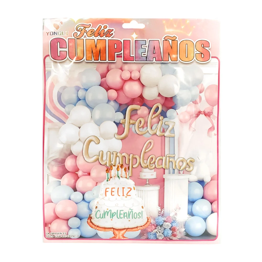 Kit decorativo 56 pz, feliz cumpleaños en tono pastel + globo en form…