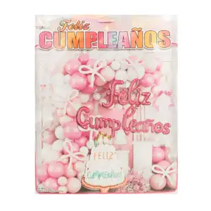 Paquete con 64 globos, rosa, blanco, globo feliz cumpleaños, pegament…