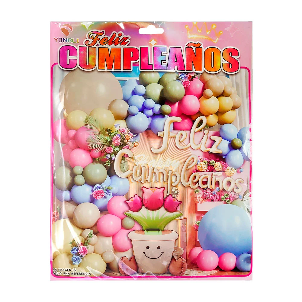 Paquete de 60 globos, rosa, verde, azul, crema, globo feliz cumpleaño…
