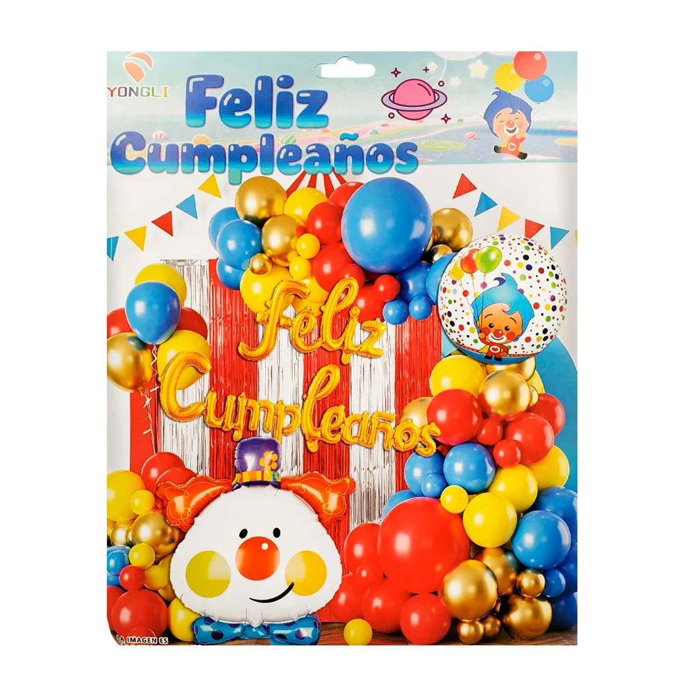 Set decorativo feliz cumpleaños 51pz payaso plim plim, globo payaso y…
