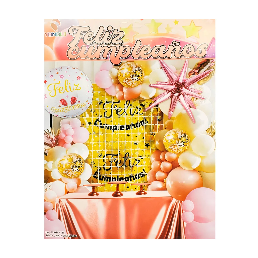 Kit decorativo de fiesta con 39 pcs y colores rosa, blanco y cortina …