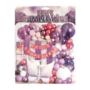 Paquete de 41 globos, variedad de morados, banderín feliz cumpleaños …