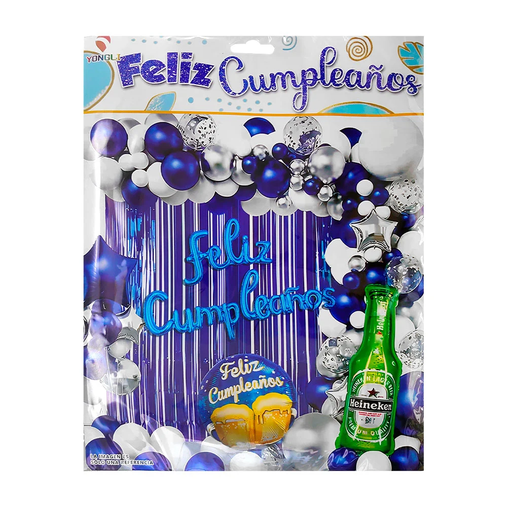 Paquete de 48 globos, variedad de azules, feliz cumpleaños, cerveza y…