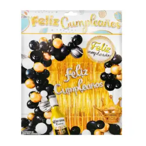Set decorativo feliz cumpleaños, 47pz globos negros, dorados + globo …