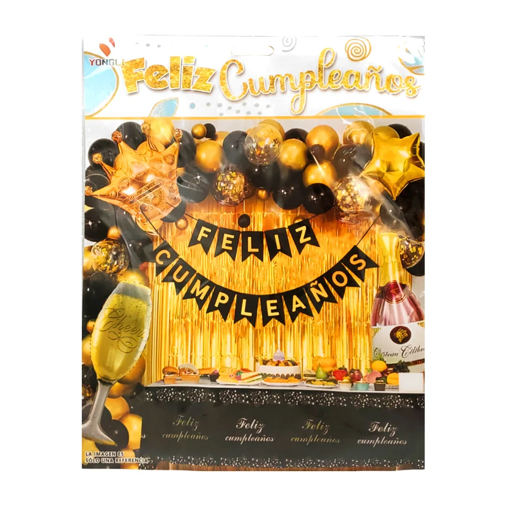 Kit decorativo de fiesta con 52 pcs y globos de color dorado y negro …