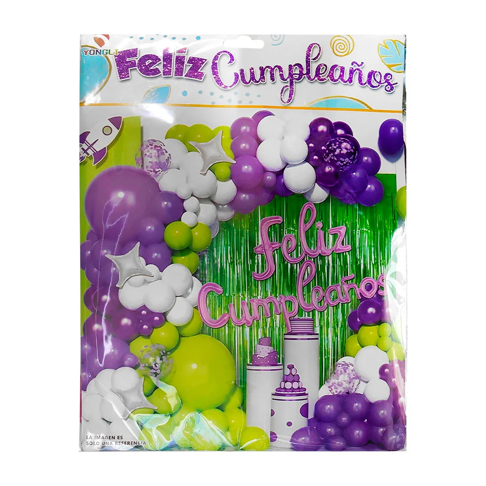 Kit decorativo de fiesta con 65 pcs y globos multicolor + cortina met…