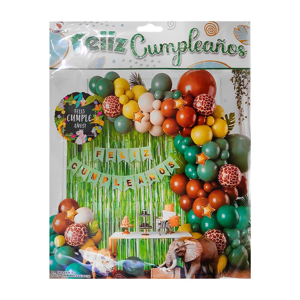 Set decorativo feliz cumpleaños, 61pz temática de safari + cortina de…