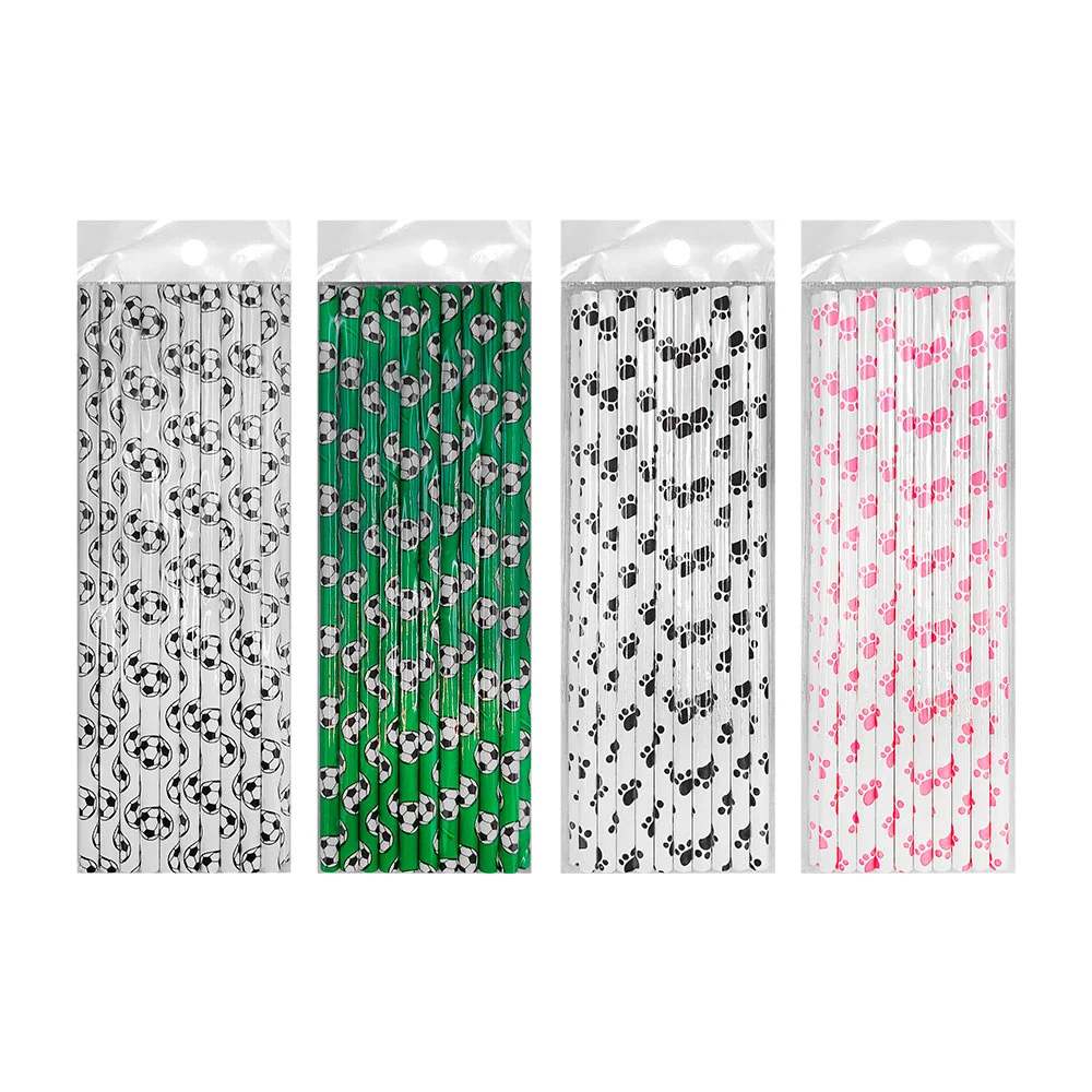 Paquete con 20 popotes de papel, 20cm, variedad de estampados