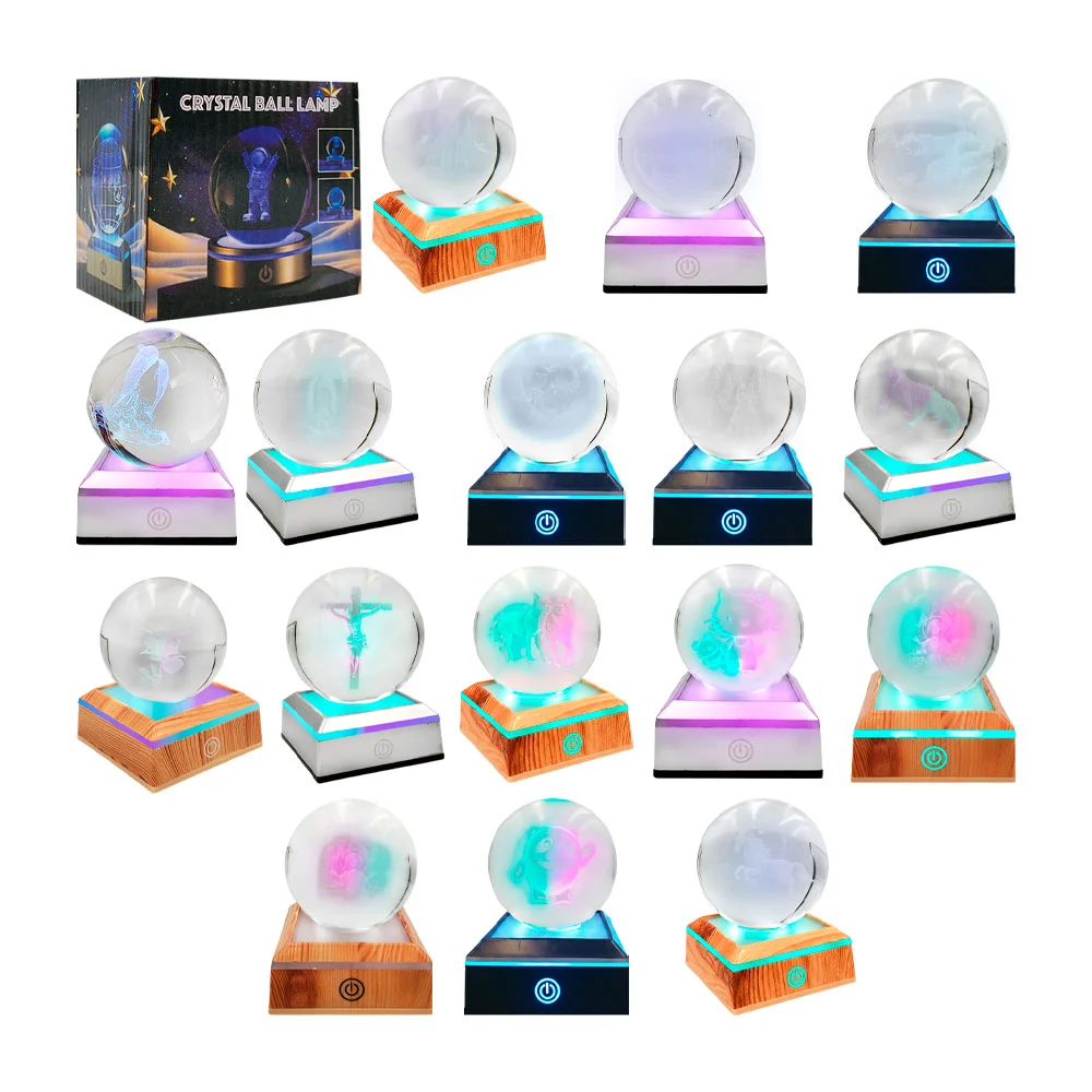 Lámpara usb en forma de esfera con diseño 3d + base giratoria de plás…