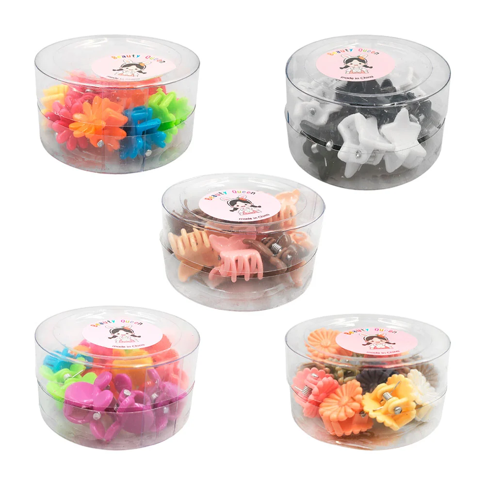 Estuche circular pequeño con 10 mini pinzas para el cabello / zxq04144