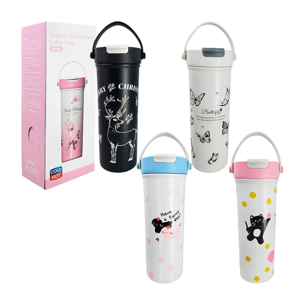 Vaso tipo termo con capacidad de 600ml y estampado variado / coffe mug