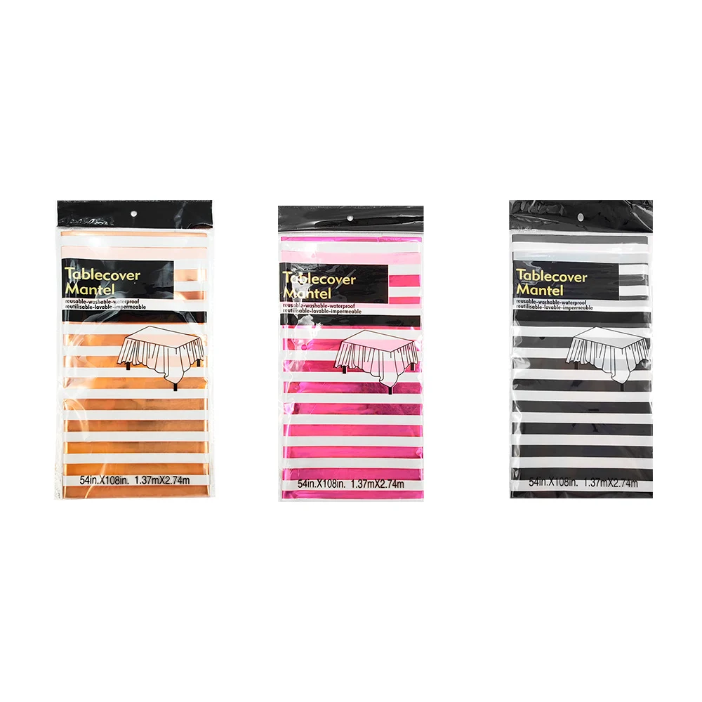 Mantel metálico rectangular con estampado de lineas, 1.37mx2.74m / zz…