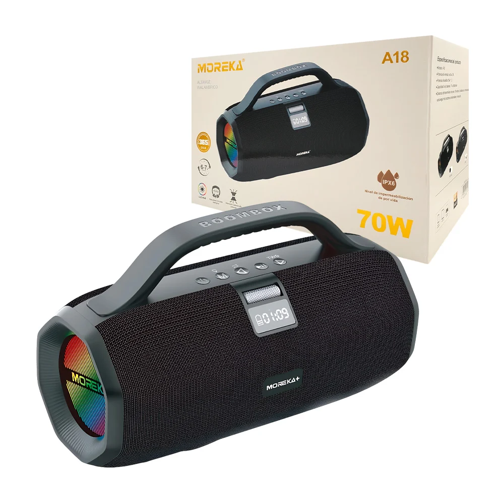 Bocina cilíndrica bluetooth inalámbrica portátil con radio + luz rgb …