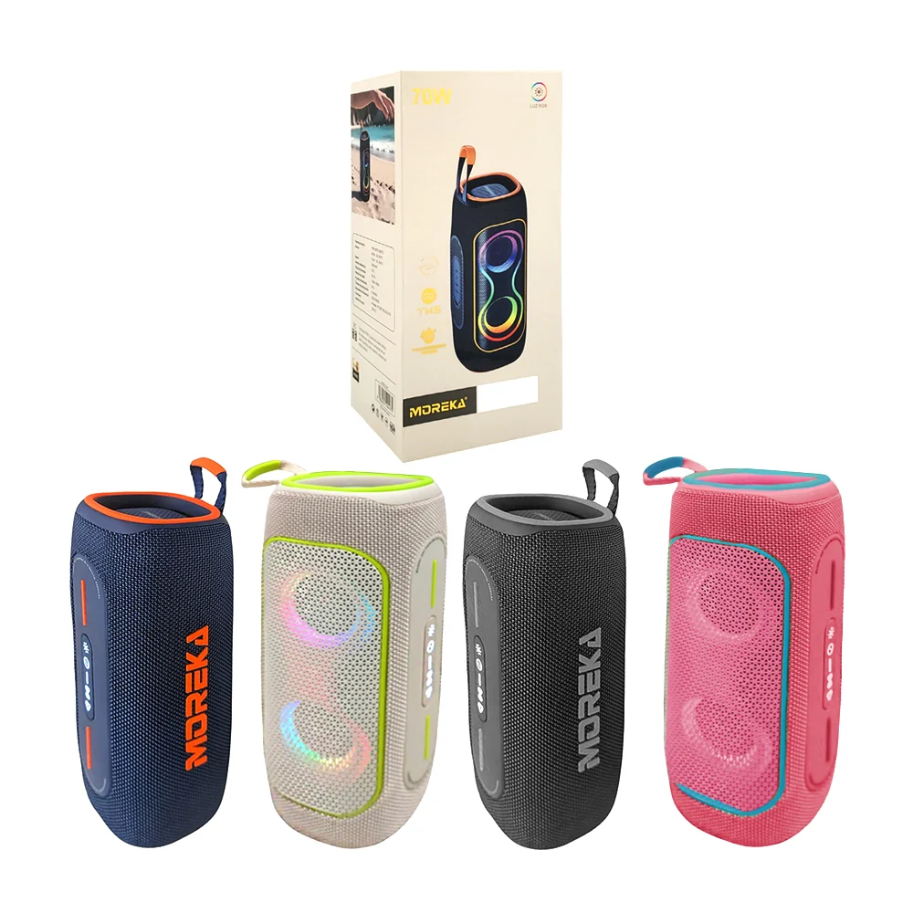 Bocina cilíndrica moreka, doble altavoz con luz rgb, asa y potencia 7…