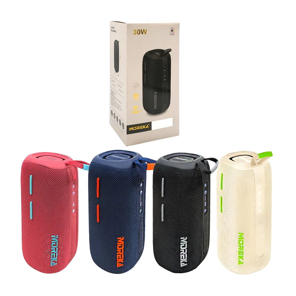 Bocina inalámbrica moreka, cilíndrica, portátil con asa y sonido 360,…