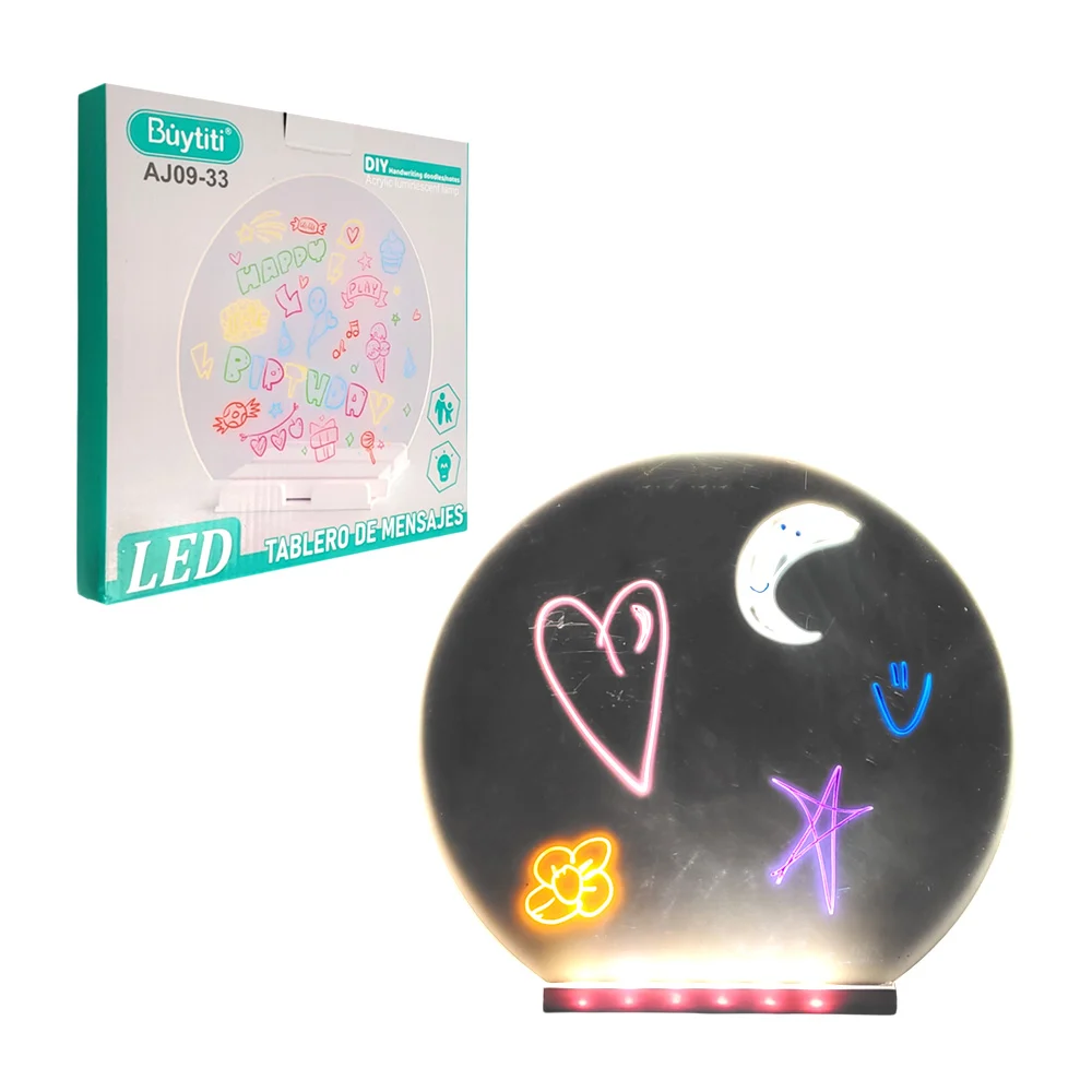 Pizarra de acrílico para mensajes con luz led, 20cm + plumones / aj09…