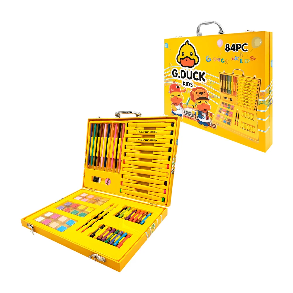 Estuche set de arte con 84 piezas para colorear dibujar / g duck kids