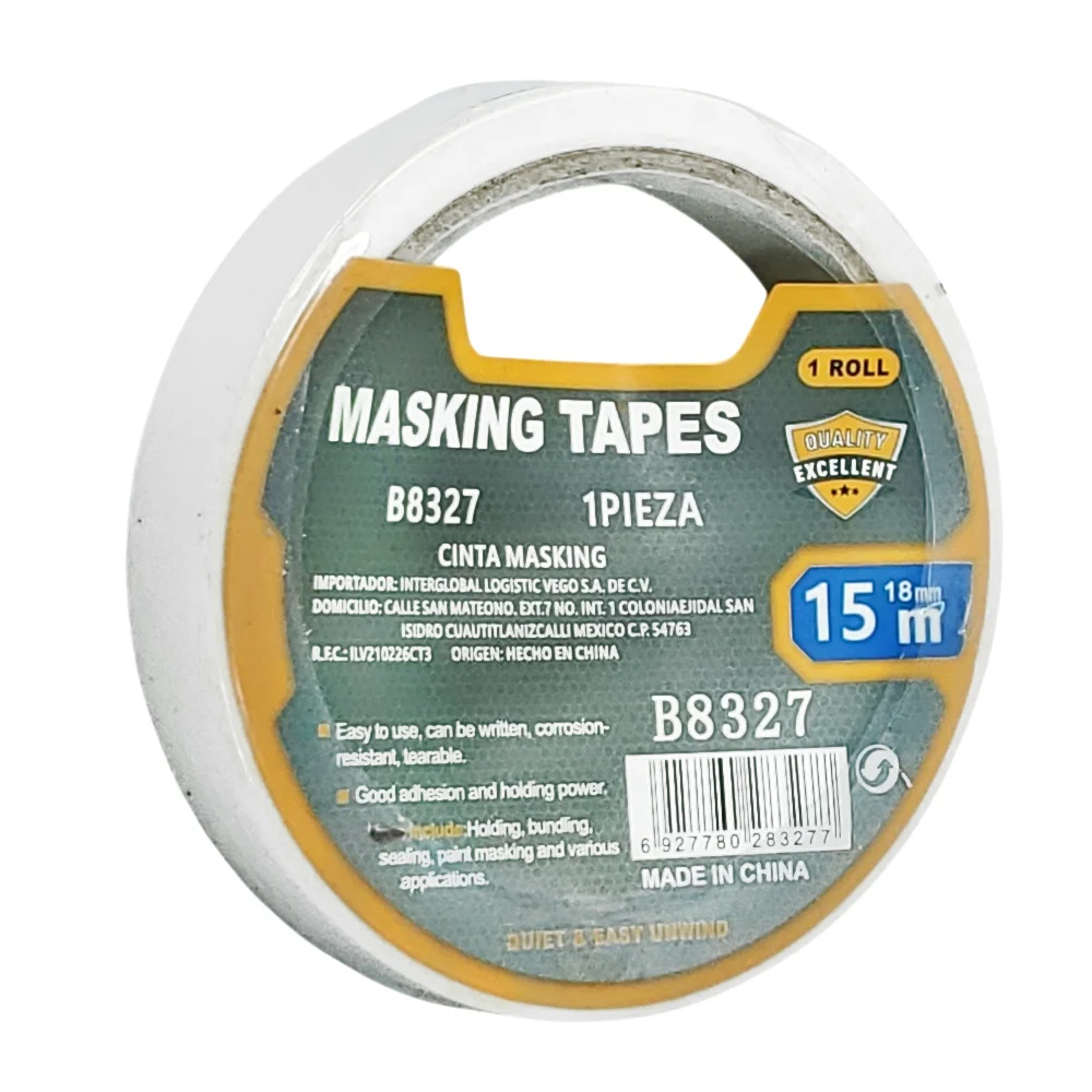 1pza Cinta masking tape de 15 metros con ancho de 18mm / b8327
