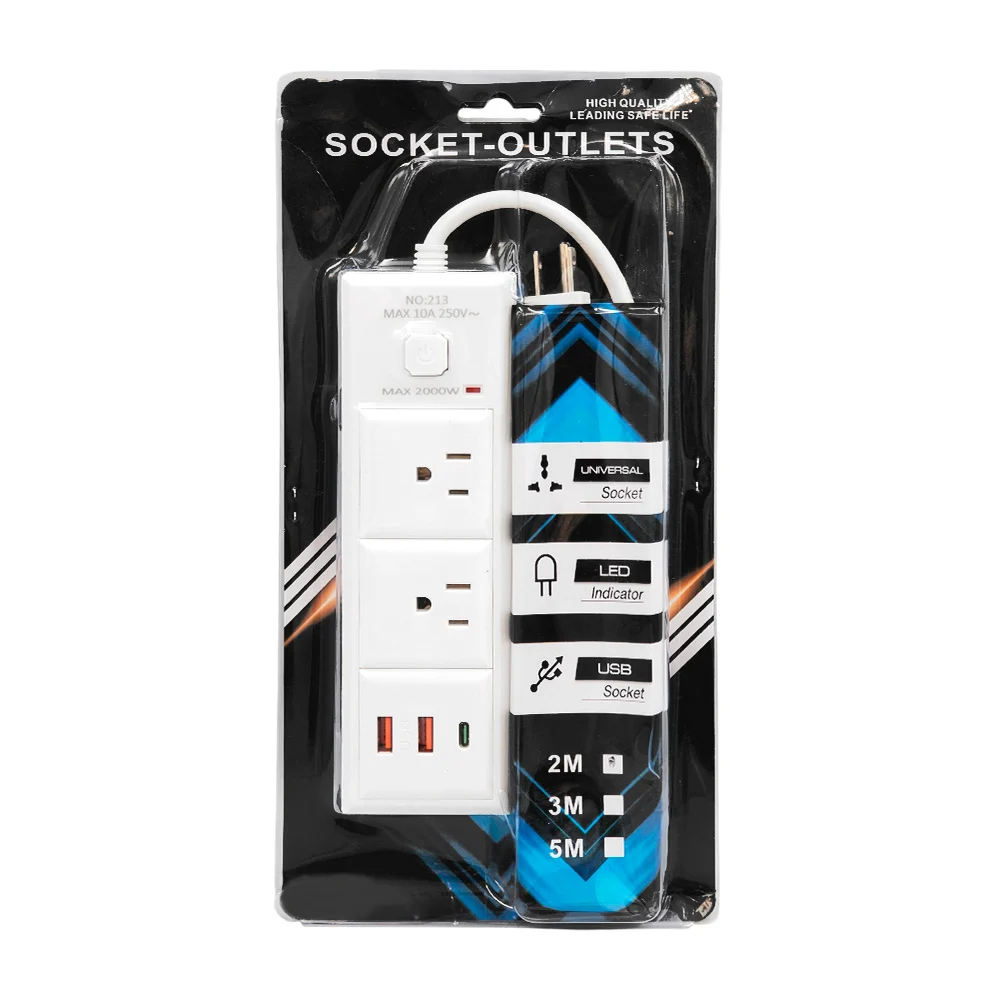 Multicontacto con cable de 2 metros, 2 tomacorriente, 2 puerto usb y …