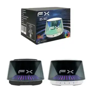 Bocina fx pequeña, inalámbrica, circular con diseño transparente con …