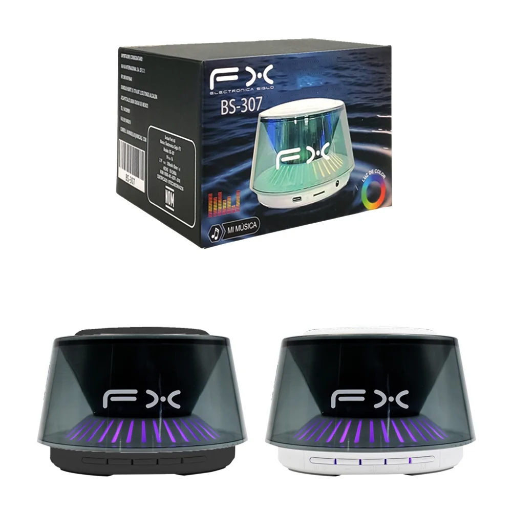 Bocina fx pequeña, inalámbrica, circular con diseño transparente con …