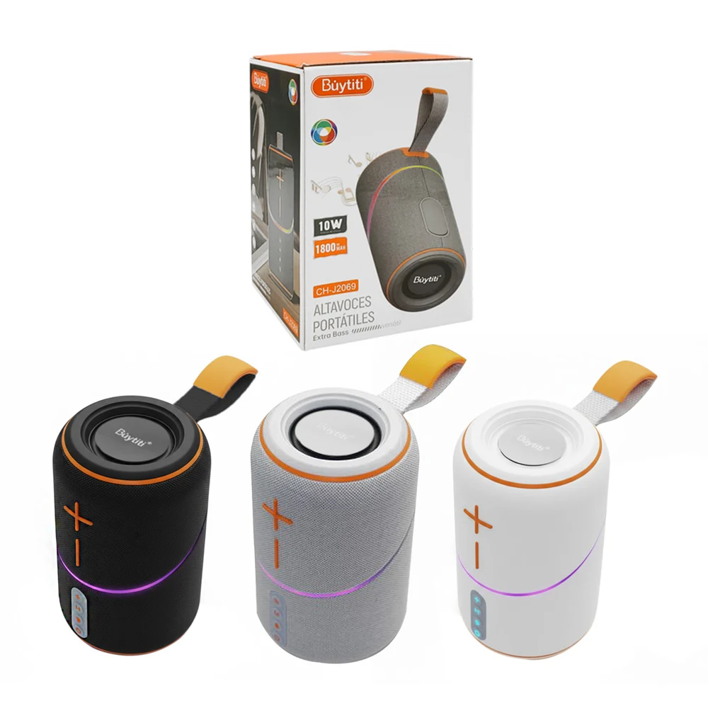 Bocina cilíndrica inalámbrica, portátil, sonido 360, potencia 10w con…