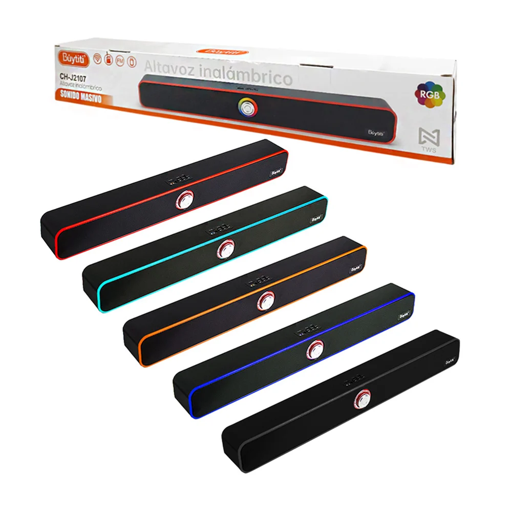 Barra de sonido rectangular, sonido estéreo, inalámbrica, puerto usb,…